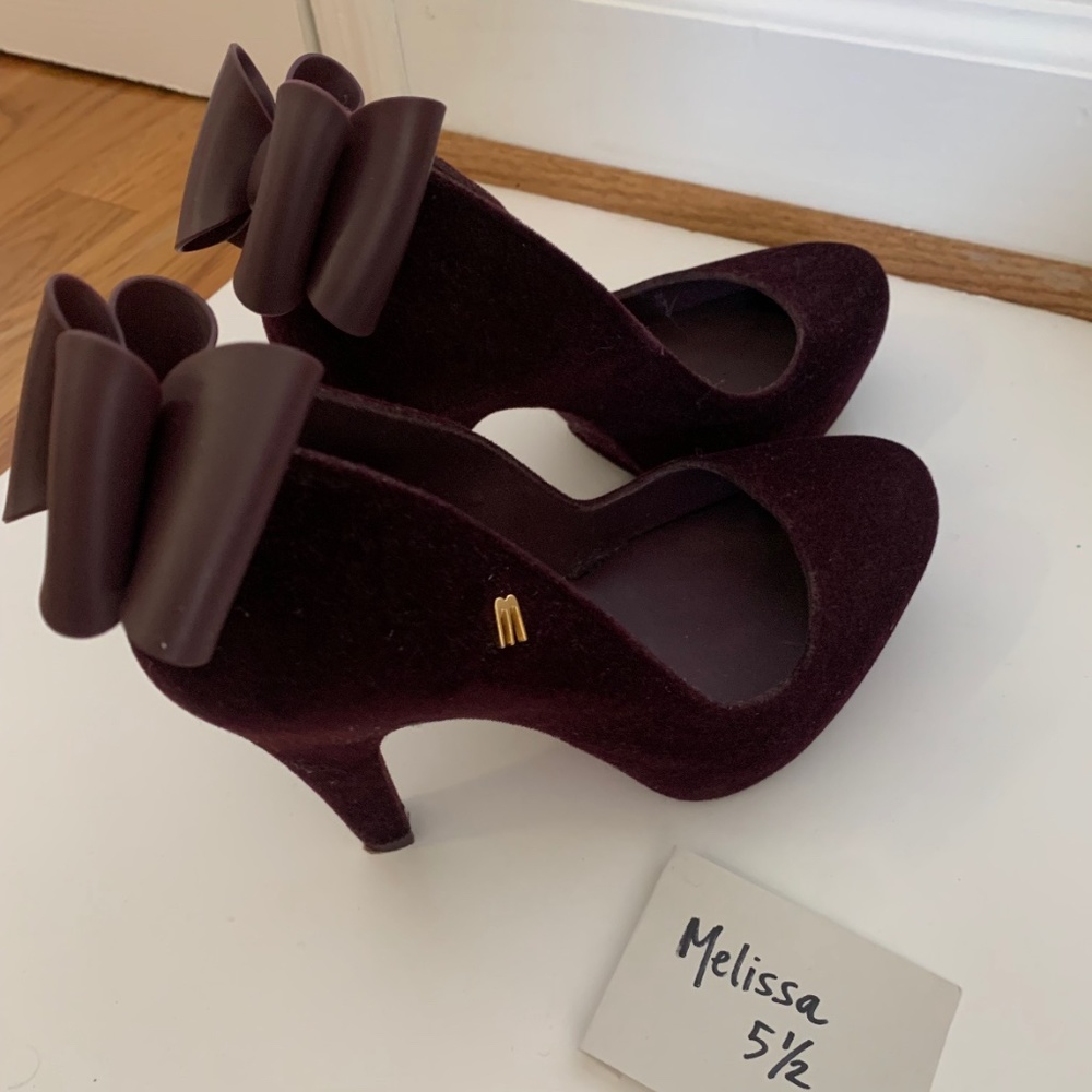 Melissa (Vivian Westwood) burgundy velvet heels (shoes)